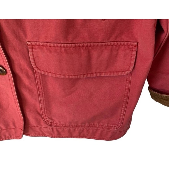 L.L. Bean Womens Light Red Barn Jacket with Brown Corduroy Trim & Flannel Lining - Picture 2 of 8